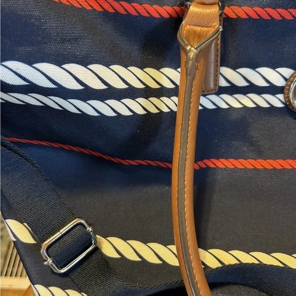 Tommy Hilfiger Patriotic Striped Tote Bag with Brown Handles - Picture 6 of 14